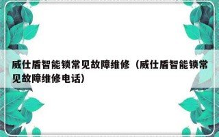 威仕盾智能锁常见故障维修（威仕盾智能锁常见故障维修电话）