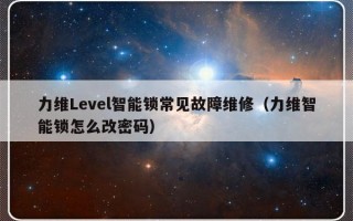 力维Level智能锁常见故障维修（力维智能锁怎么改密码）