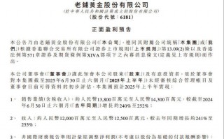 老铺黄金上半年销售预增250%，股价年内已涨超2倍|界面新闻 · 证券