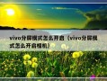 vivo分屏模式怎么开启（vivo分屏模式怎么开启相机）