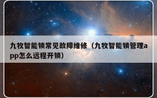 九牧智能锁常见故障维修（九牧智能锁管理app怎么远程开锁）