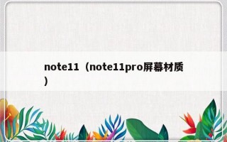 note11（note11pro屏幕材质）