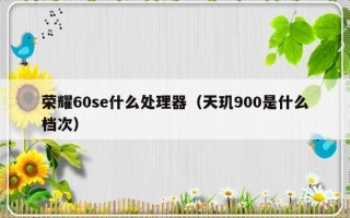 荣耀60se什么处理器（天玑900是什么档次）