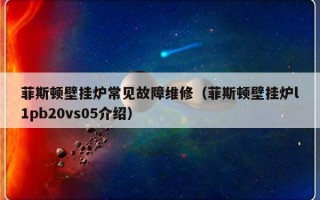 菲斯顿壁挂炉常见故障维修（菲斯顿壁挂炉l1pb20vs05介绍）