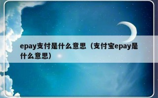 epay支付是什么意思（支付宝epay是什么意思）