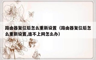 路由器复位后怎么重新设置（路由器复位后怎么重新设置,连不上网怎么办）