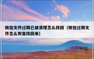 微信文件过期已被清理怎么找回（微信过期文件怎么恢复找回来）