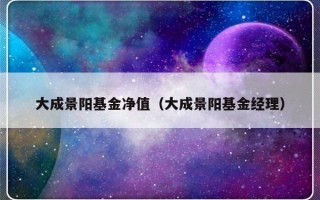大成景阳基金净值（大成景阳基金经理）