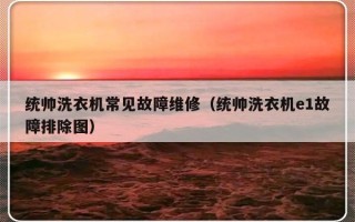 统帅洗衣机常见故障维修（统帅洗衣机e1故障排除图）