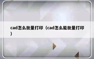 cad怎么批量打印（cad怎么能批量打印）