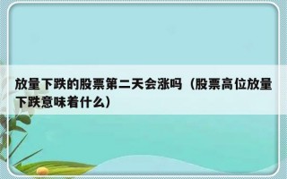 放量下跌的股票第二天会涨吗（股票高位放量下跌意味着什么）