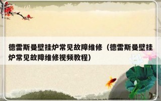 德雷斯曼壁挂炉常见故障维修（德雷斯曼壁挂炉常见故障维修视频教程）