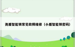 尧盾智能锁常见故障维修（小盾智能锁密码）