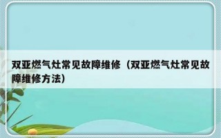 双亚燃气灶常见故障维修（双亚燃气灶常见故障维修方法）