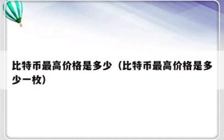 比特币最高价格是多少（比特币最高价格是多少一枚）