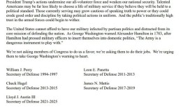 美国5名前防长罕见集体发声，谴责特朗普削弱国家安全|界面新闻 · 天下