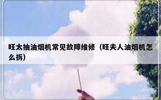 旺太抽油烟机常见故障维修（旺夫人油烟机怎么拆）