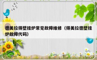 德美拉得壁挂炉常见故障维修（得美拉德壁挂炉故障代码）