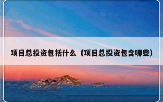 项目总投资包括什么（项目总投资包含哪些）