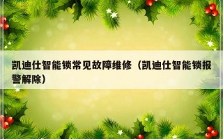 凯迪仕智能锁常见故障维修（凯迪仕智能锁报警解除）