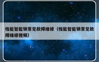 梭能智能锁常见故障维修（梭能智能锁常见故障维修视频）