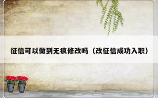 征信可以做到无痕修改吗（改征信成功入职）