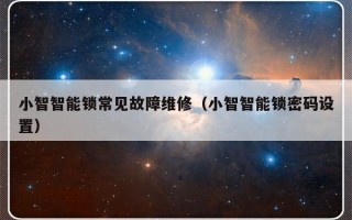 小智智能锁常见故障维修（小智智能锁密码设置）