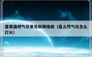 喜莱盛燃气灶常见故障维修（喜儿燃气灶怎么打火）