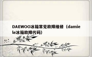 DAEWOO冰箱常见故障维修（damiele冰箱故障代码）