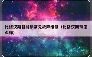 比格汉斯智能锁常见故障维修（比格汉斯锁怎么样）