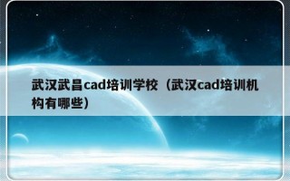 武汉武昌cad培训学校（武汉cad培训机构有哪些）