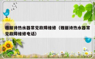 雅丽诗热水器常见故障维修（雅丽诗热水器常见故障维修电话）