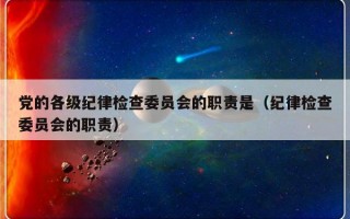 党的各级纪律检查委员会的职责是（纪律检查委员会的职责）