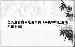 怎么查看宽带是否欠费（手机wifi已连接不可上网）