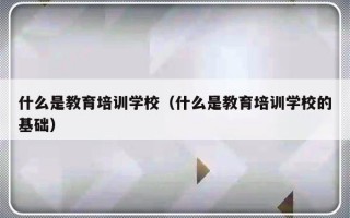 什么是教育培训学校（什么是教育培训学校的基础）