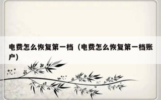 电费怎么恢复第一档（电费怎么恢复第一档账户）