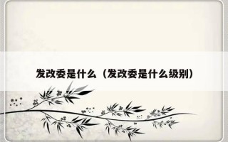 发改委是什么（发改委是什么级别）