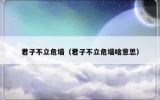 君子不立危墙（君子不立危墙啥意思）