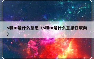 s和m是什么意思（s和m是什么意思性取向）