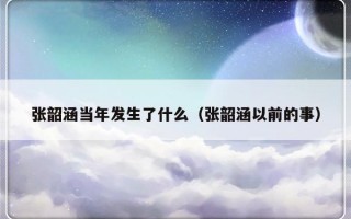 张韶涵当年发生了什么（张韶涵以前的事）