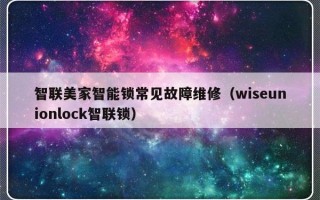 智联美家智能锁常见故障维修（wiseunionlock智联锁）