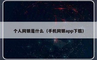 个人网银是什么（手机网银app下载）