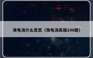 海龟汤什么意思（海龟汤高端100题）