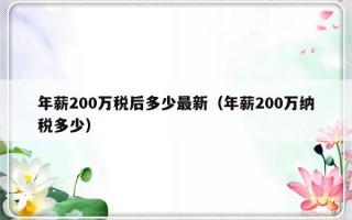 年薪200万税后多少最新（年薪200万纳税多少）