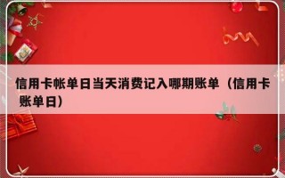 信用卡帐单日当天消费记入哪期账单（信用卡 账单日）