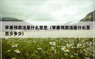 苹果预激活是什么意思（苹果预激活是什么意思少多少）