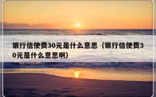 银行信使费30元是什么意思（银行信使费30元是什么意思啊）