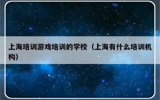 上海培训游戏培训的学校（上海有什么培训机构）