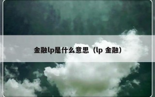 金融lp是什么意思（lp 金融）