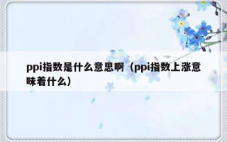 ppi指数是什么意思啊（ppi指数上涨意味着什么）